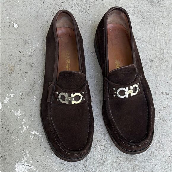 Ferragamo Gancini bit suede loafers - Picture 1 of 12